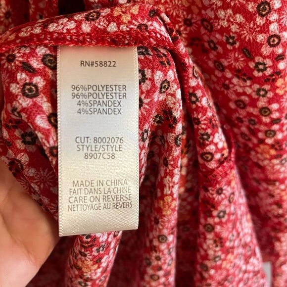 Max Studio Red Floral Ruffle Sleeve Wrap High Low Hem Dress | SZ S - Picture 7 of 17
